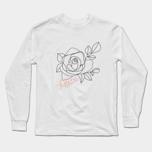 Abstract one line rose flower with calligraphy phrase. Fashion typography slogan design "You are my flower". Continuous line print. Long Sleeve T-Shirt